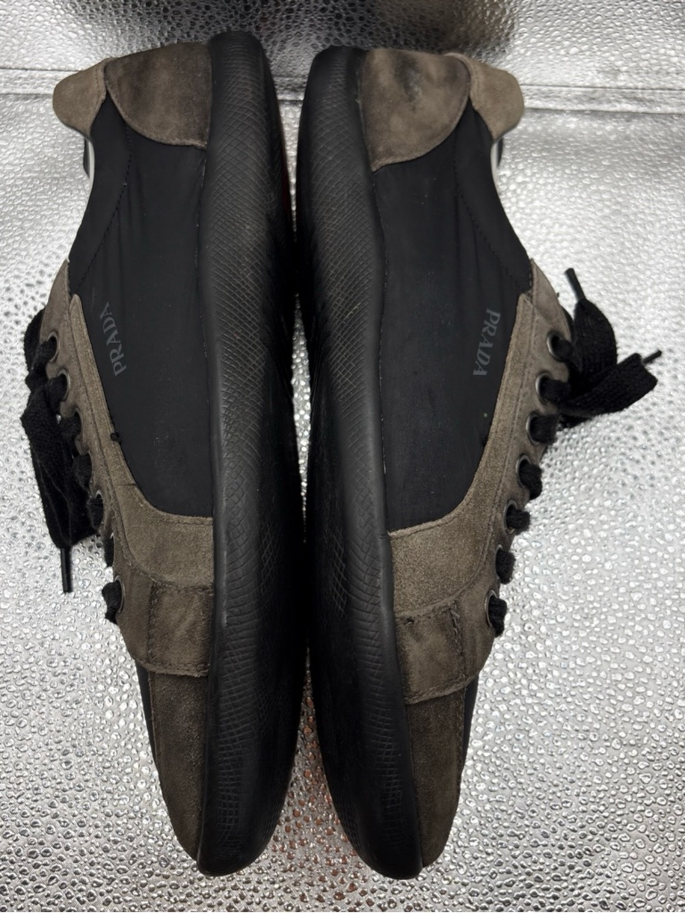 Prada Sport Men's Gray Suede Nylon Low-Top Sneakers 4E 1835 Prada size 8.5 US9.5 - Picture 7 of 16